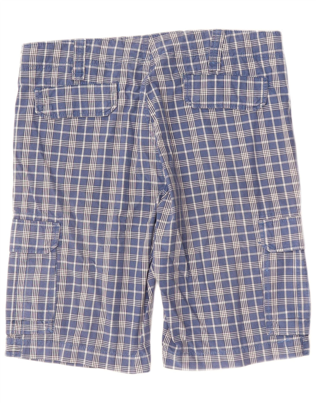 BEDSTE FIRMA Herre Cargo Shorts IT 50 Large W34 Blue Gingham Cotton