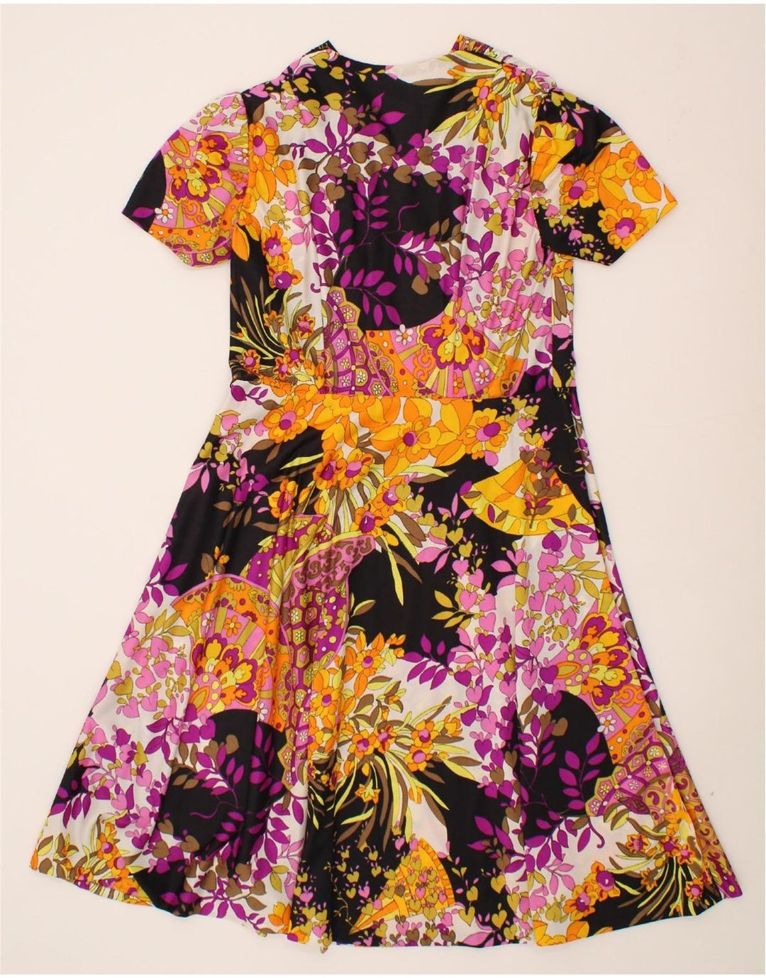 VINTAGE Womens A-Line Dress UK 12 Medium Multicoloured Floral Vintage Vintage and Second-Hand Vintage from Messina Hembry 