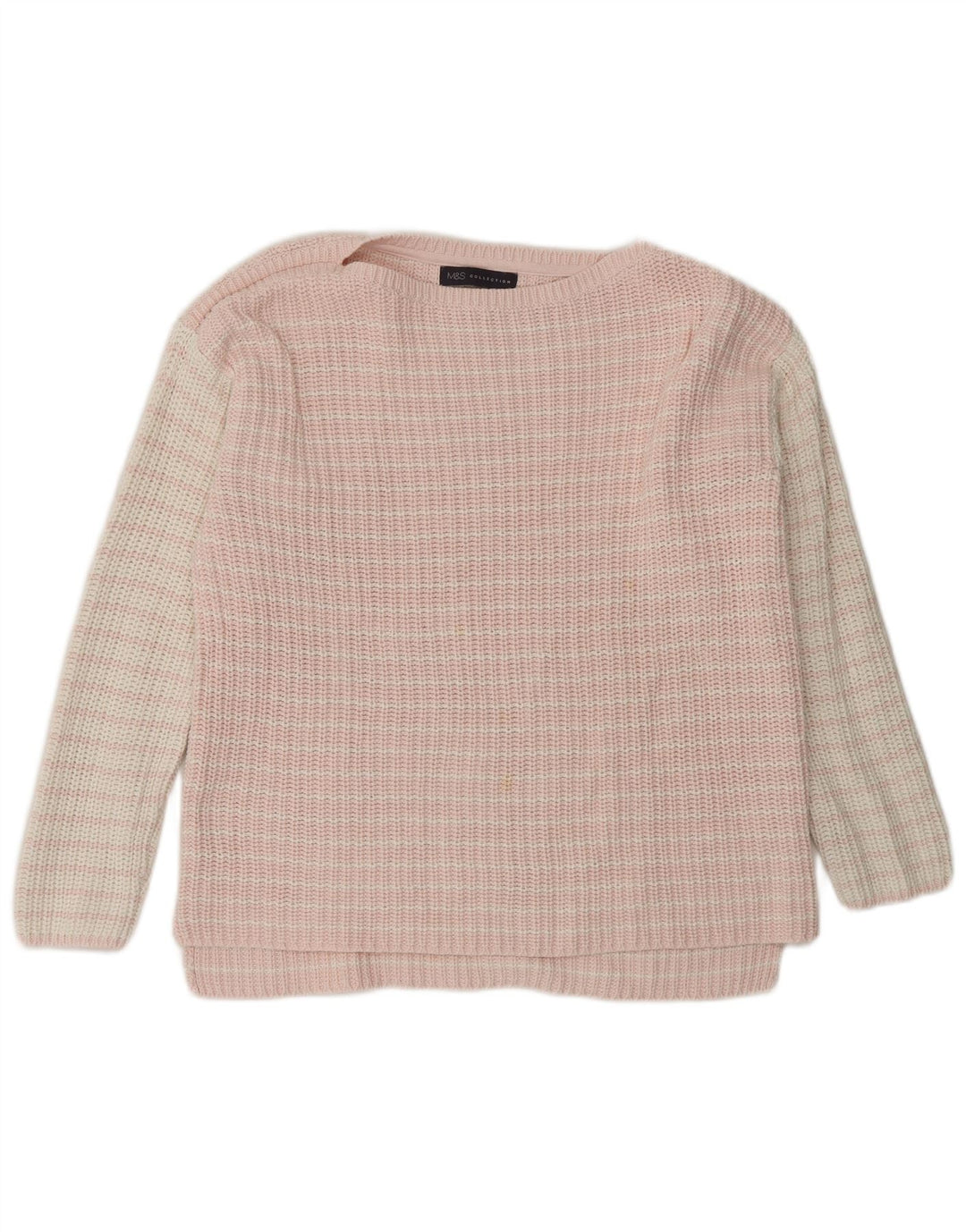 Marks & Spencer Dame Boat Neck Jumper Sweater UK 14 Medium Pink Stribet