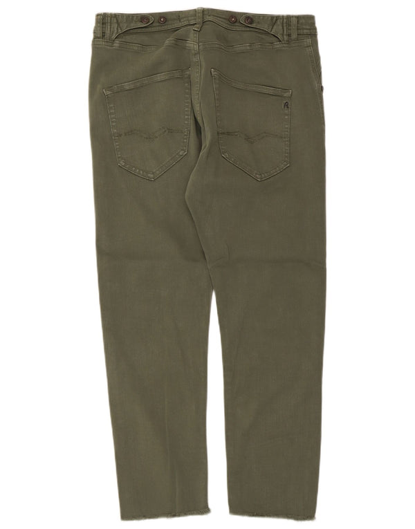 Replay Dame Pilar Cropped Jeans W27 L24 Khaki Bomuld