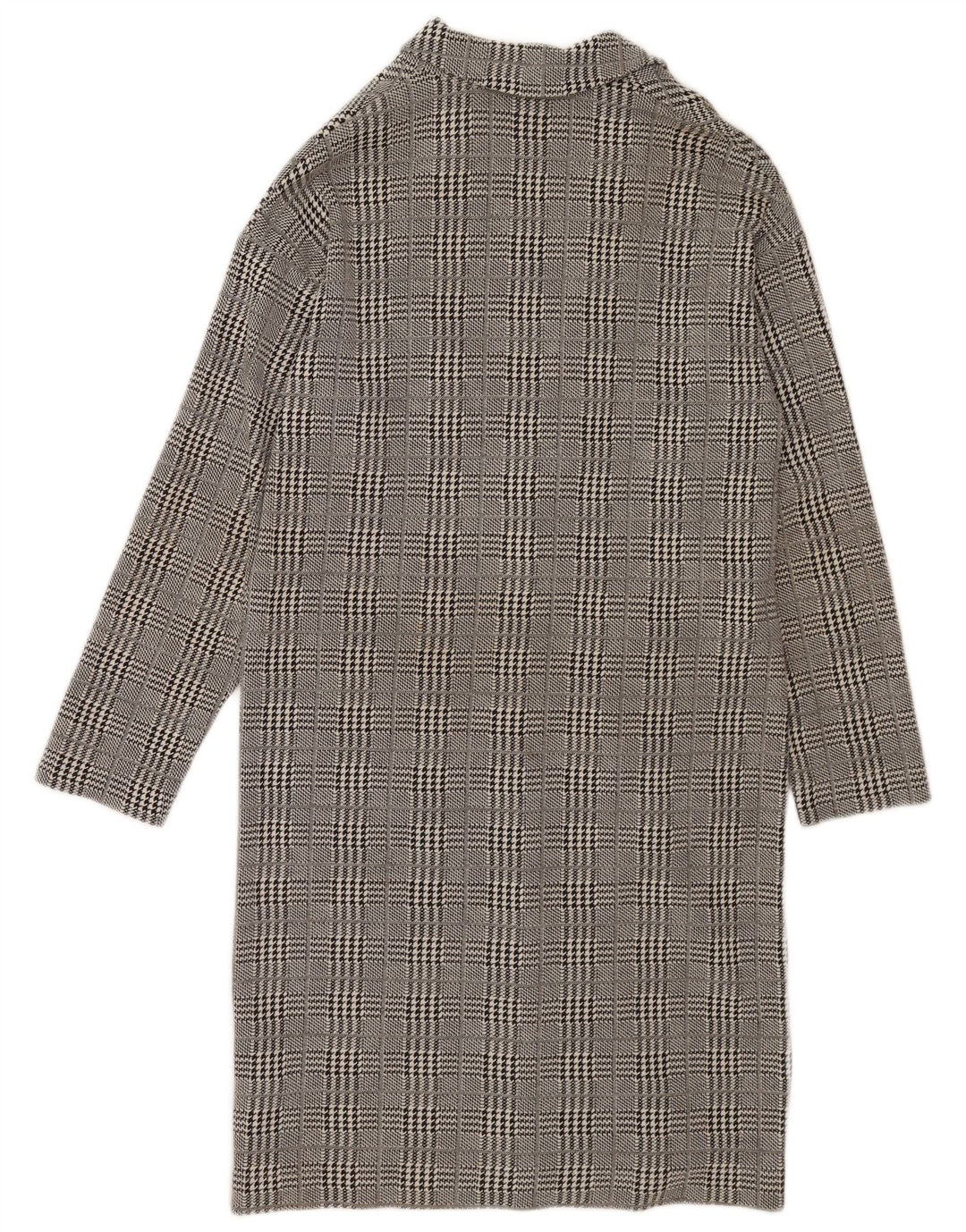 Topshop Dame Overfrakke UK 10 Lille Grå Houndstooth Bomuld