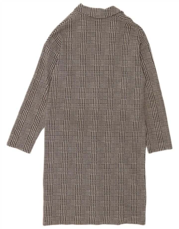 Topshop Dame Overfrakke UK 10 Lille Grå Houndstooth Bomuld