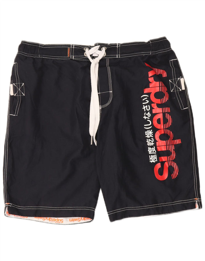 Superdry Grafiske svømmeshorts til mænd 2XL sort polyester