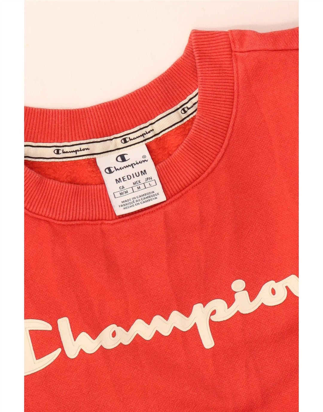 Champion Dame Grafisk Sweatshirt Jumper UK 14 Medium Rød