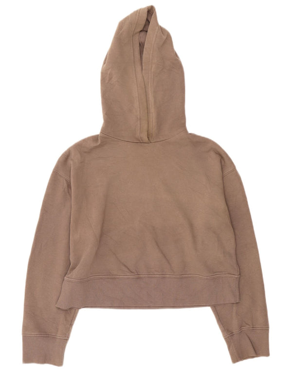 Zara Womens Crop Oversized Hoodie Jumper UK 10 Small Grey Bomuld