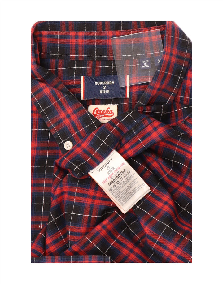 SUPERDRY Mens Flannel Shirt XL Red Check Cotton Vintage Superdry and Second-Hand Superdry from Messina Hembry 