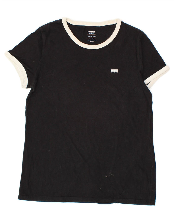 LEVI'S Womens Perfect Crew Graphic T-Shirt Top UK 10 Small Black Vintage Levi's and Second-Hand Levi's from Messina Hembry 