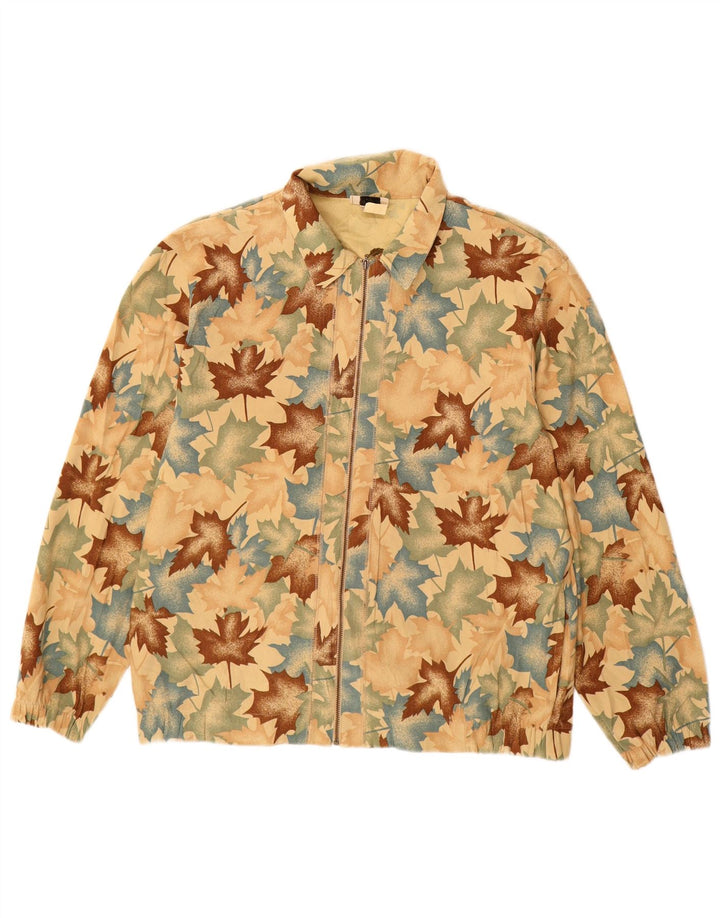 Vintage dame bomberjakke UK 14 Medium Beige Floral Polyester