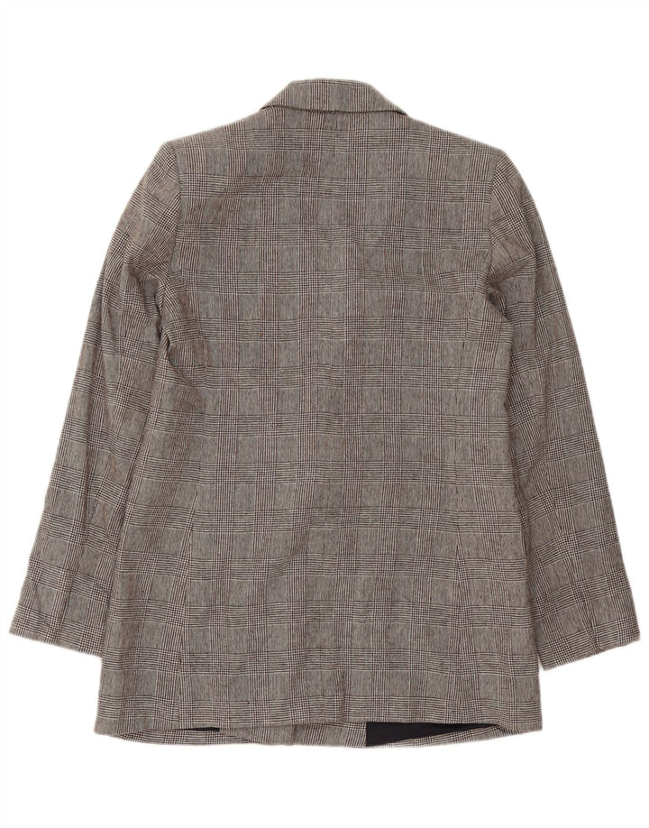 ZARA dobbeltradet blazerjakke til kvinder UK 14 Medium Grey Houndstooth