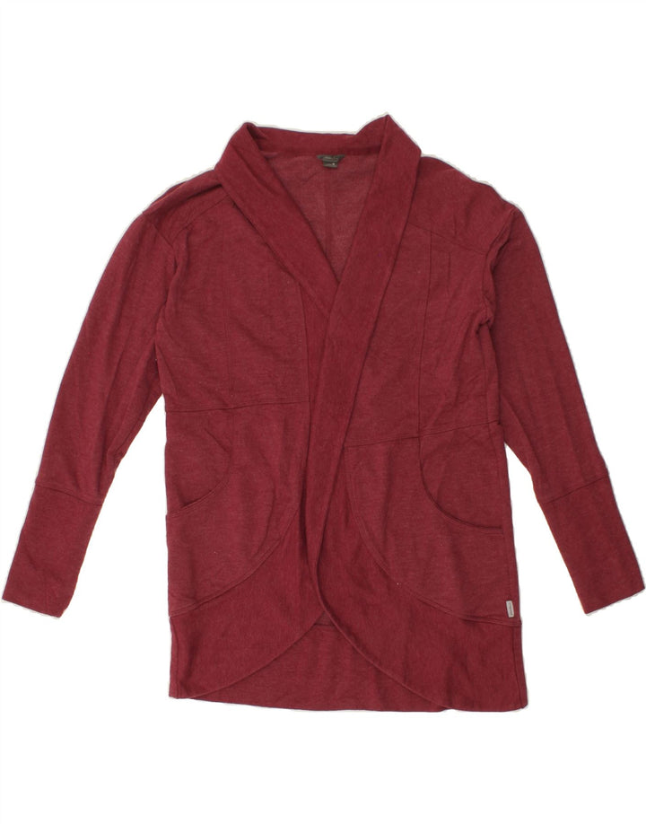 EDDIE BAUER Womens Longline Cardigan Sweater UK 14 Medium Maroon Cotton Vintage Eddie Bauer and Second-Hand Eddie Bauer from Messina Hembry 