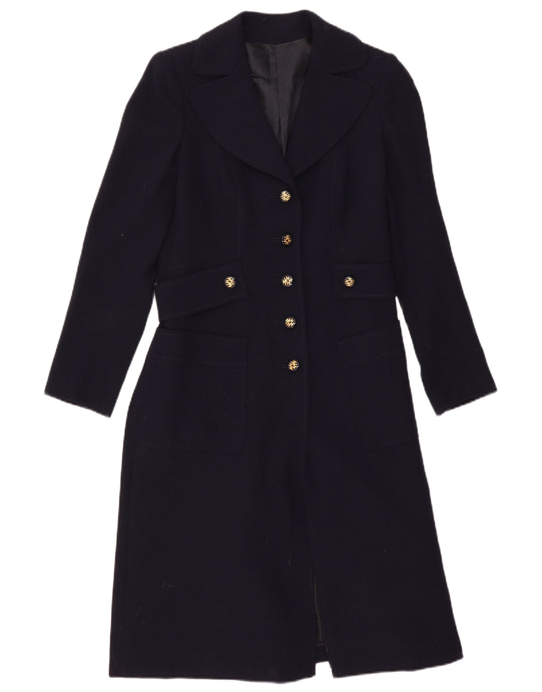 Vintage overfrakke til kvinder UK 10 Small Navy Blue