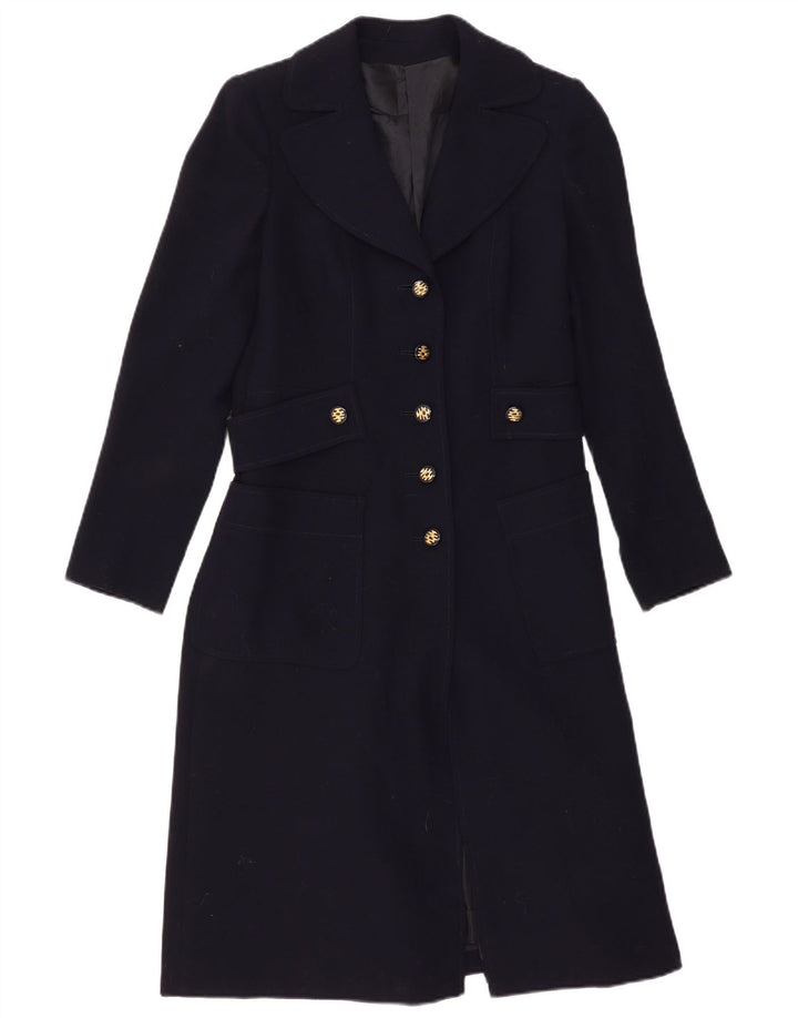 Vintage overfrakke til kvinder UK 10 Small Navy Blue