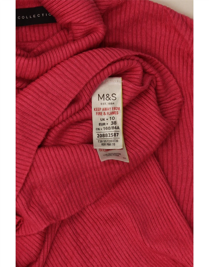 Marks & Spencer Dame Rullehals sweater UK 10 Small Pink Viscose