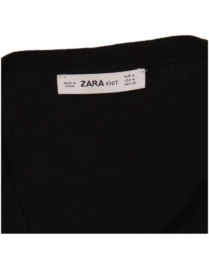 Zara Womens Longline Cardigan Sweater UK 14 Medium Black