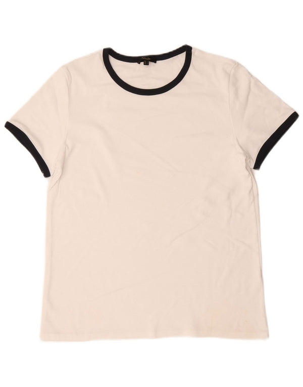 Massimo Dutti Dame T-Shirt Top UK 14 Stor Hvid Colourblock