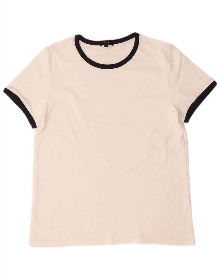 Massimo Dutti Dame T-Shirt Top UK 14 Stor Hvid Colourblock