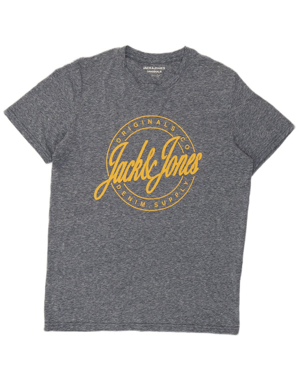 Jack & Jones Herre grafisk T-shirt Top Medium Blue Flecked