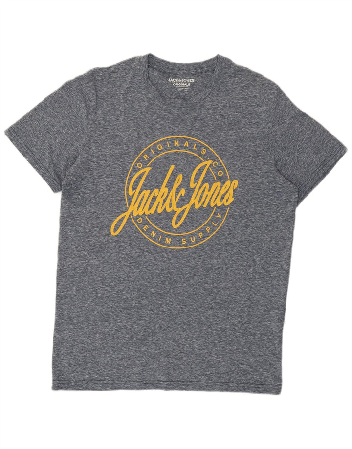 Jack & Jones Herre grafisk T-shirt Top Medium Blue Flecked