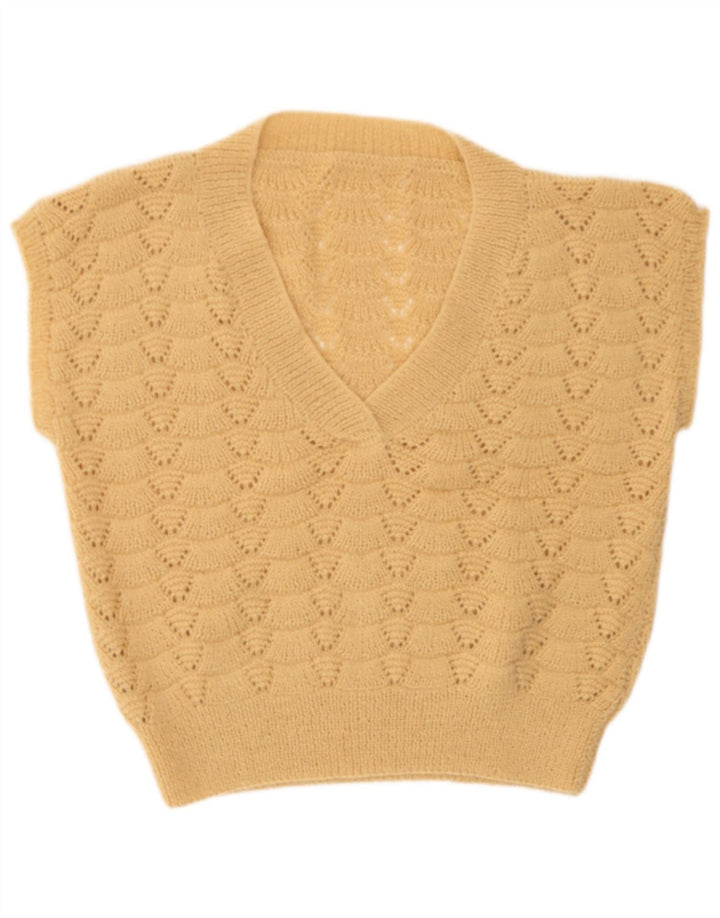 Vintage Dame Vest Tank Top UK 16 Large Beige