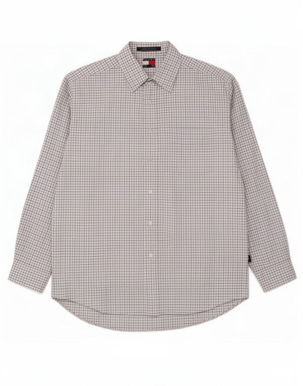 Tommy Hilfiger Mens Shirt Large White Check Cotton