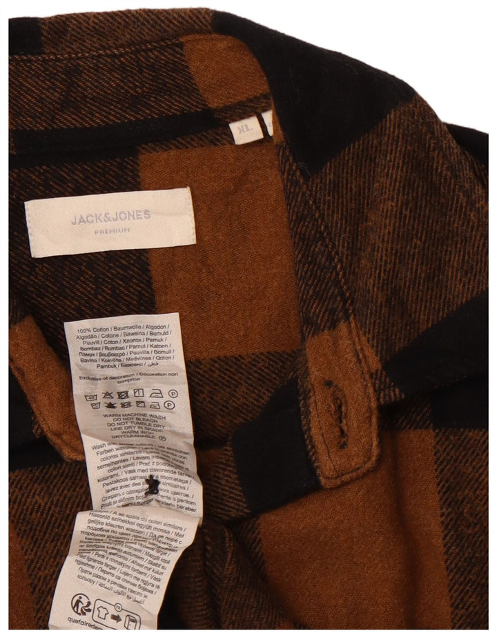 JACK & JONES Flanellskjorte til mænd XL brun ternet bomuld