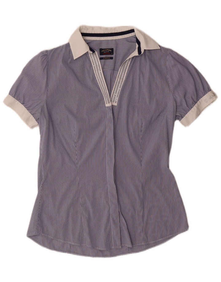 PAUL & SHARK Dame Yachting Pullover Shirt IT 42 Medium Blue Pinstripe