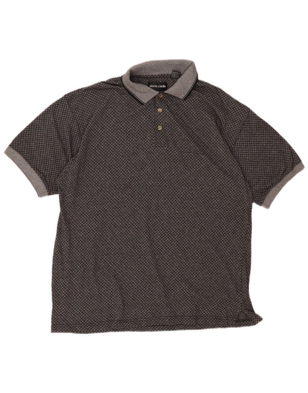PIERRE CARDIN Poloshirt til mænd XL Grå ternet bomuld
