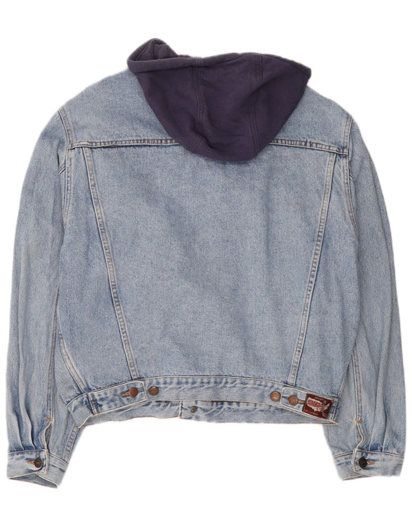 DURANGO Denimjakke med hætte til mænd UK 40 Large Blue Colourblock Bomuld