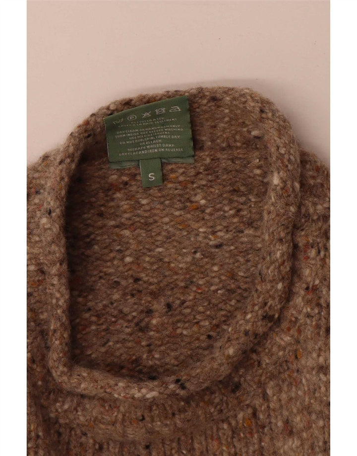 Aran Dame Oversized Turtle Neck Jumper Sweater UK 10 Small Beige Flecked