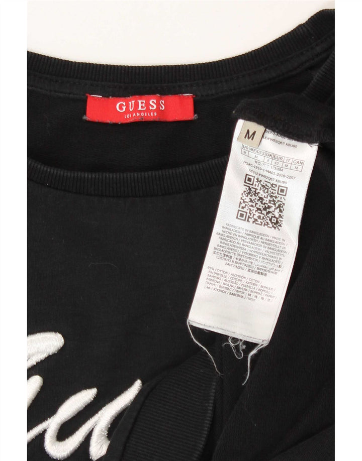 Guess Graphic Sweatshirt Jumper UK 8 Small Black Bomuld