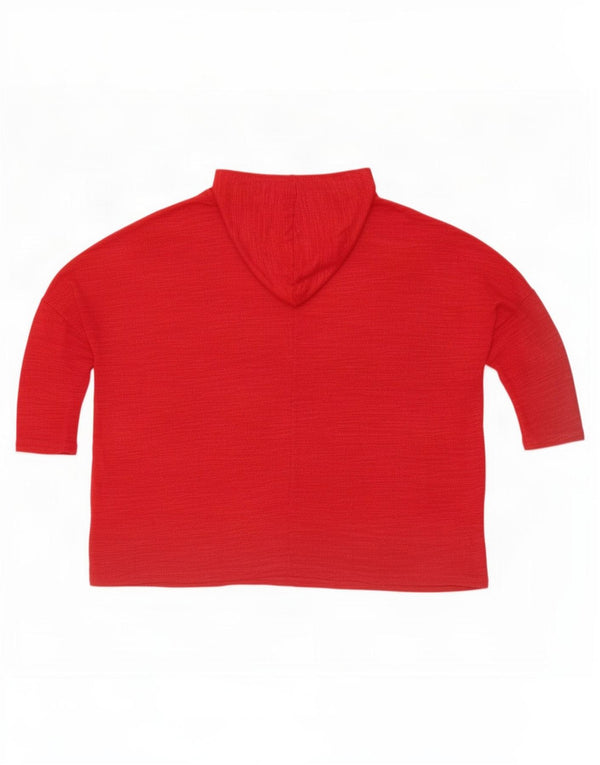 Zara Womens Oversized See Through Boat Neck Jumper Sweater UK 14 Medium Red