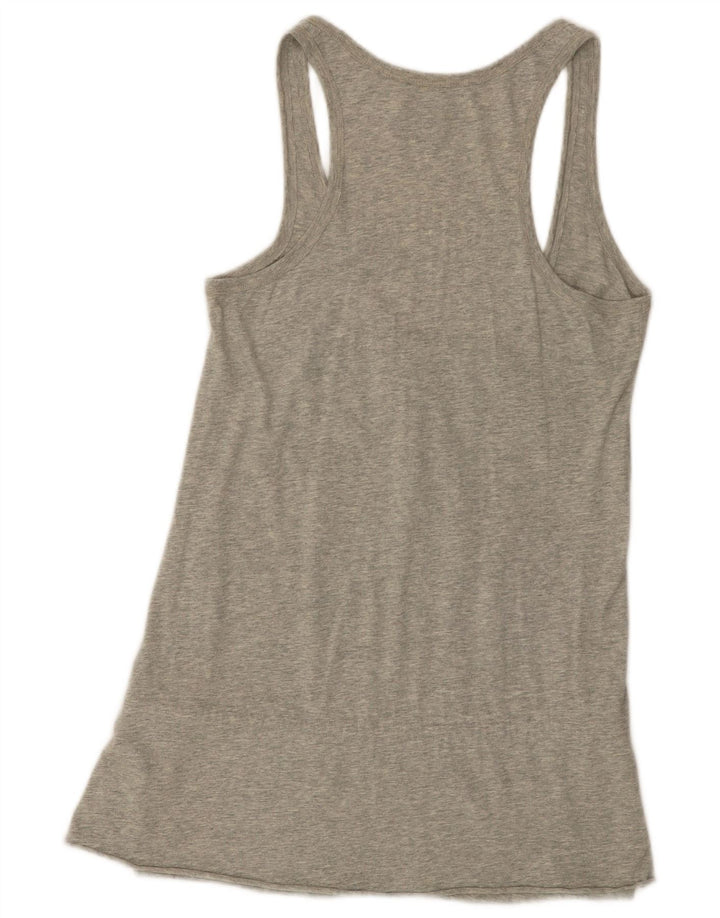 POLO RALPH LAUREN Dame Grafisk Vest Top UK 14 Stor Grå Bomuld