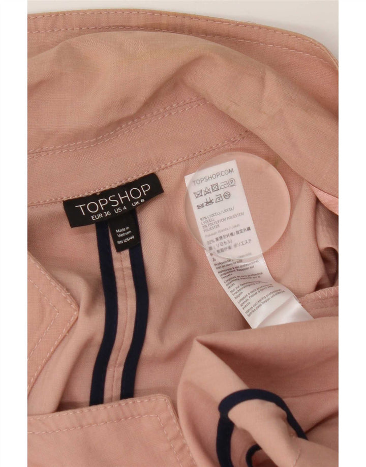 Topshop Dame Longline Kortærmet Blazer Jacket UK 8 Small Pink Lyocell