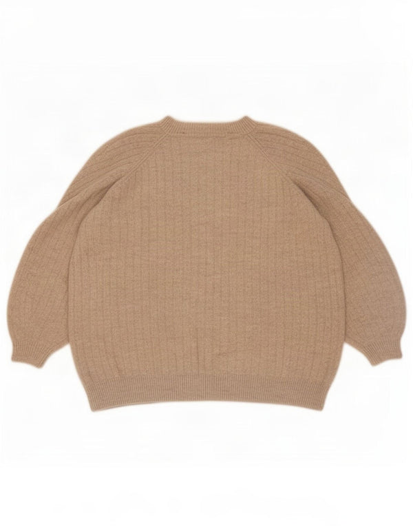Marks & Spencer Womens Boat Neck Jumper Sweater UK 14 Medium Beige Acrylic