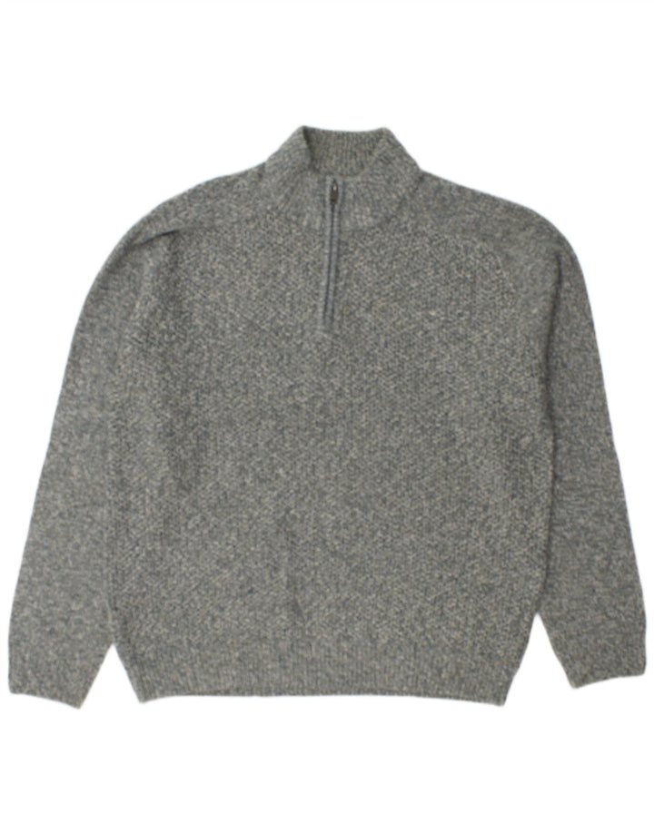 MARKS & SPENCER Herre Regular Fit Zip Neck sweater XL Grå Flecked