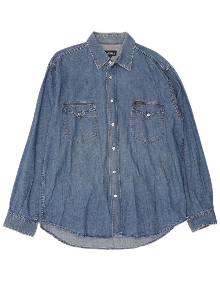CARRERA Mens Denim Shirt Large Blue Cotton