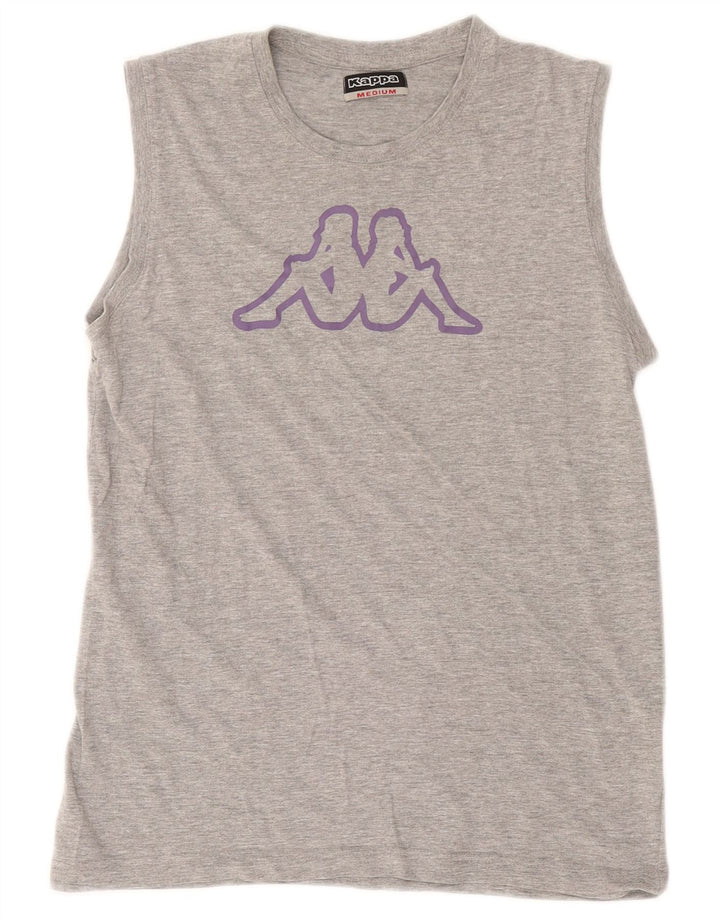 Kappa Kvinders Grafisk Vest Top UK 14 Medium Grå Bomuld