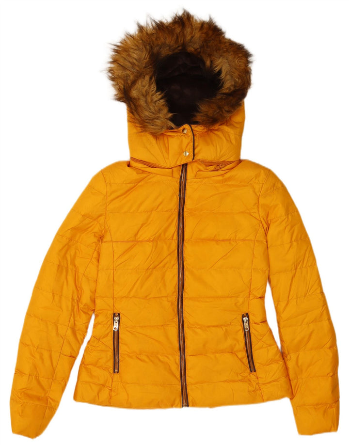 Zara hættejakke til kvinder UK 10 Lille gul polyester