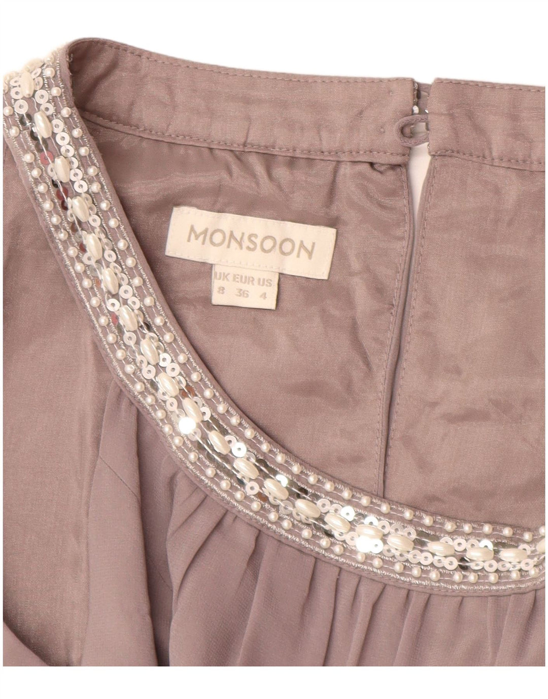 Monsoon Dame Ærmeløs Maxikjole UK 8 Lille Grå Polyester