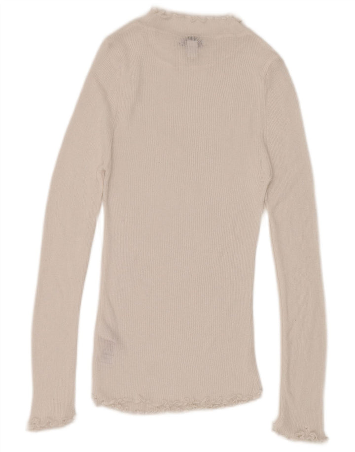 Topshop Dame Top Langærmet UK 12 Medium White Viscose
