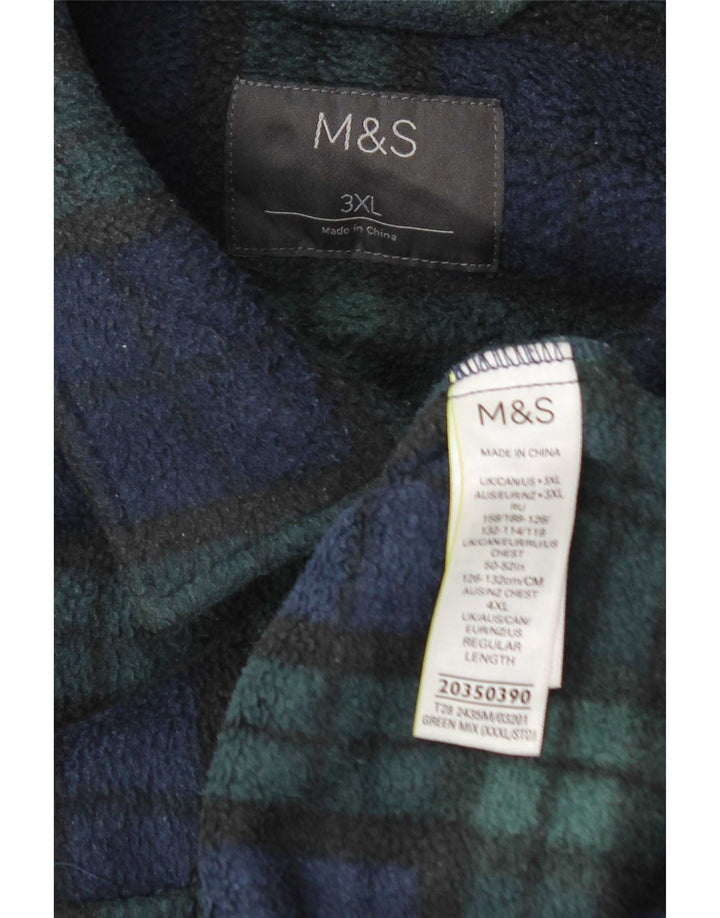 Marks & Spencer Herre Overshirt Fleeceskjorte 3XL Grøn Ternet polyester