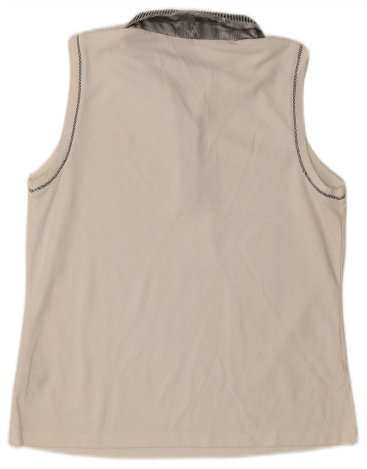 IZOD ærmeløs poloshirt til kvinder UK 14 Stor hvid bomuld