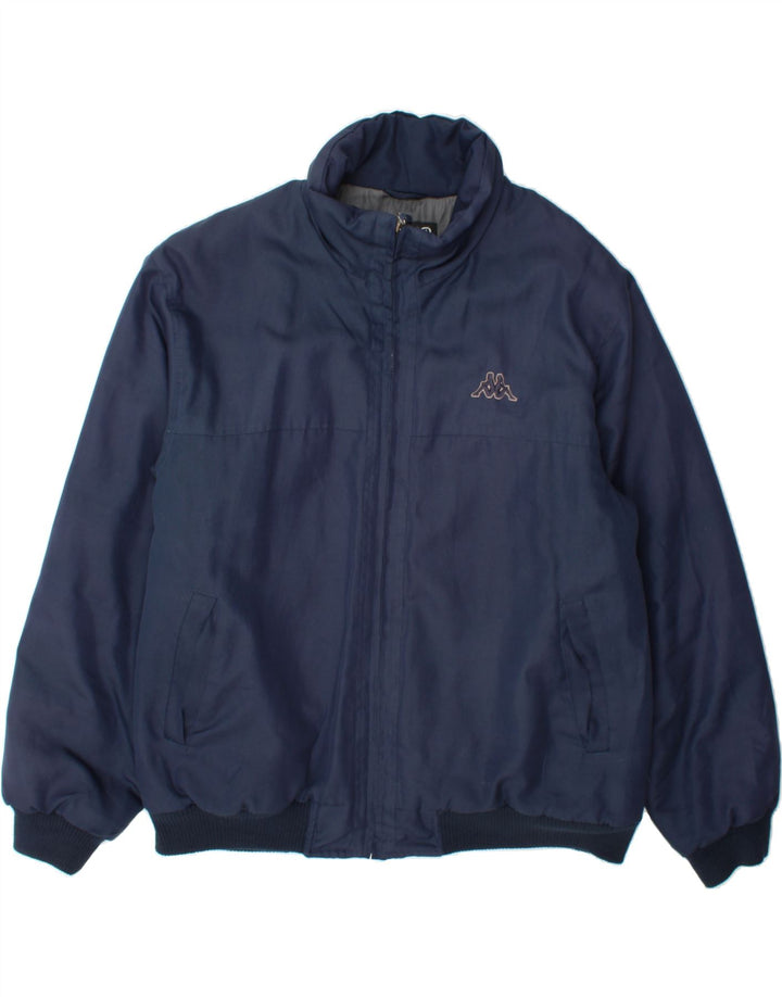 KAPPA Mens Bomber Jacket UK 44 2XL Navy Blue Polyester Vintage Kappa and Second-Hand Kappa from Messina Hembry 