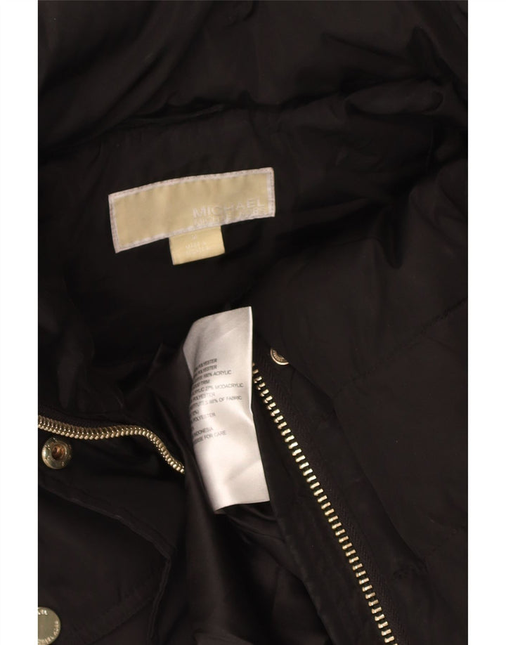 Michael Kors Dame Hætte Polstret Frakke UK 14 Medium Sort Polyester