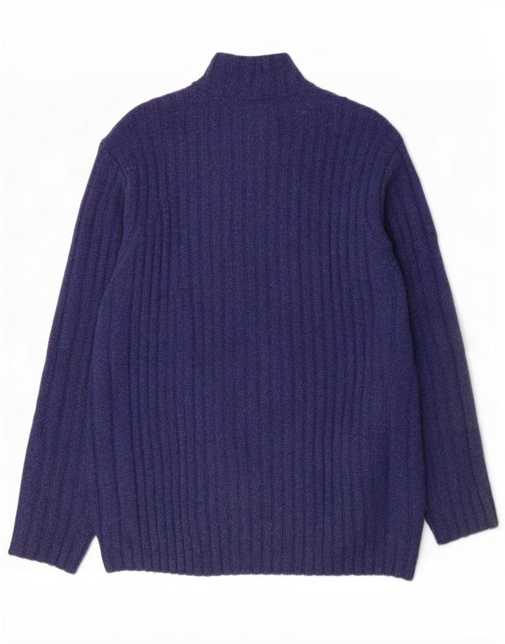 Harvey Miller Herre grafisk cardigan sweater mellemblå uld