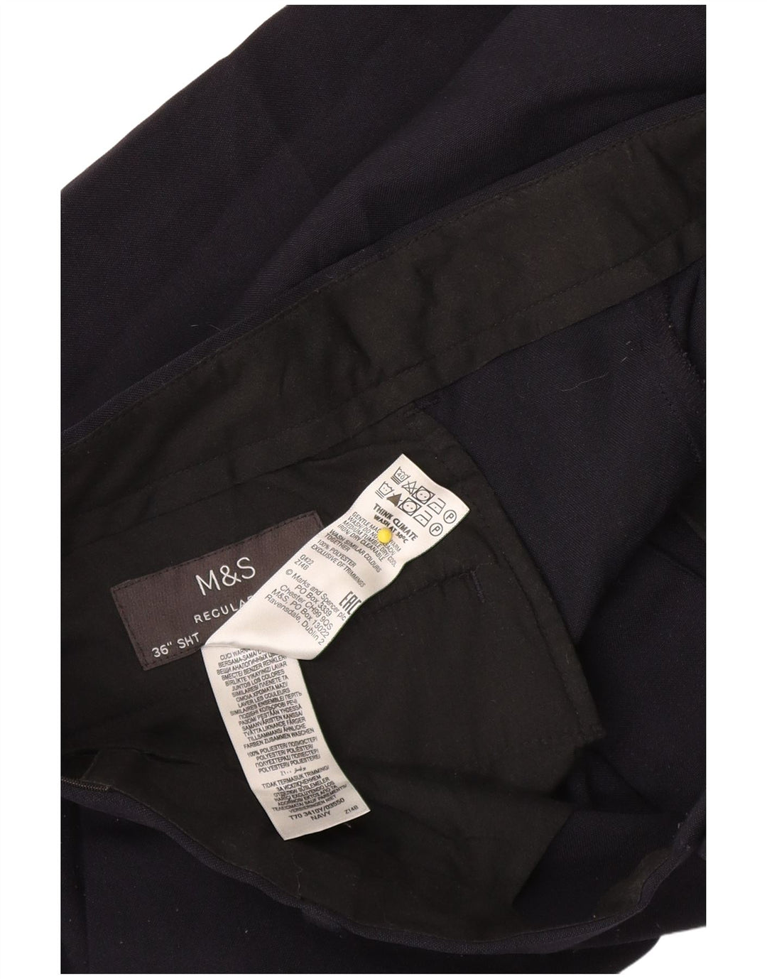 Marks & Spencer Herre Regular Fit Chinobukser W36 L27 Marineblå polyester