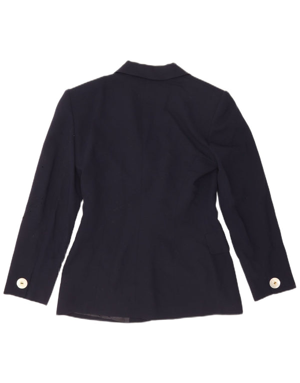 Marella Dame 1 Knap Blazer Jacket UK 10 Small Navy Blue Virgin Wool