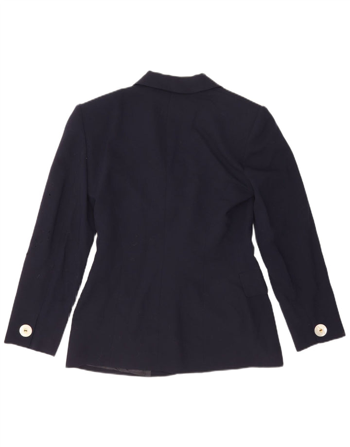 Marella Dame 1 Knap Blazer Jacket UK 10 Small Navy Blue Virgin Wool