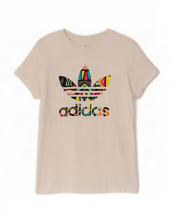 Adidas piger grafisk t-shirt top 13-14 år stor hvid bomuld