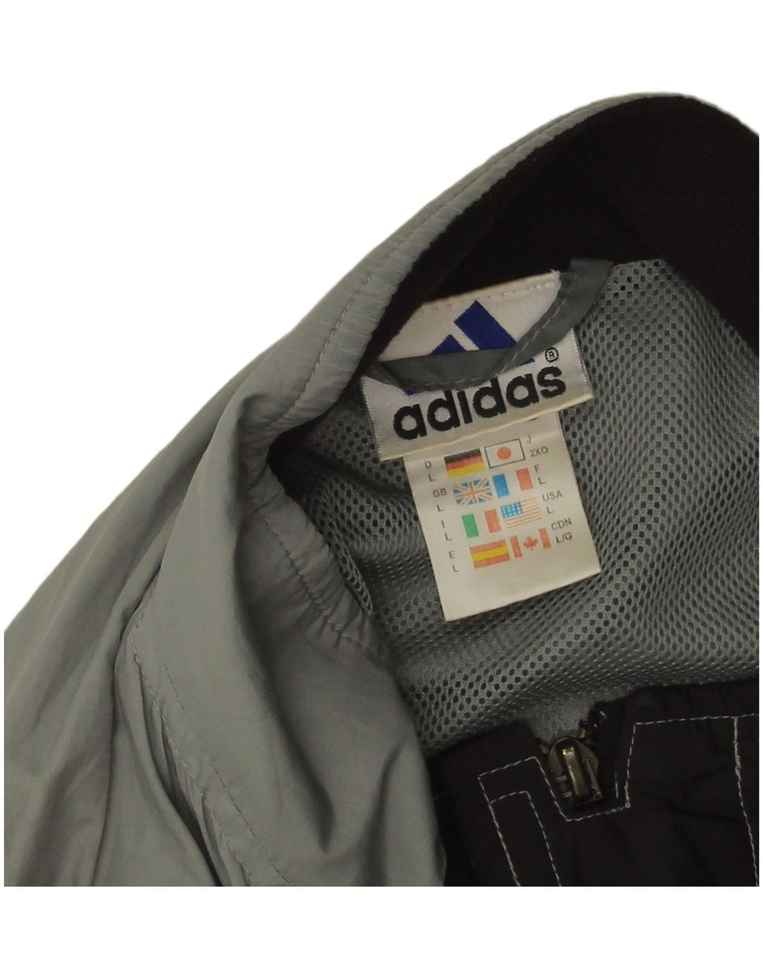 Adidas Regnjakke til mænd UK 40 Large Grå Colourblock Polyester